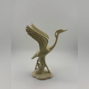 Vintage Ceramic Crane Bird Figurine Mid Century Heron Statue 6.75” Tall Decor